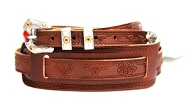 Gretsch® Deluxe Vintage Tooled Leather Straps-Walnut 